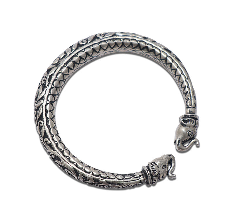 Tribal Twin Elephant Silver 925 Kada