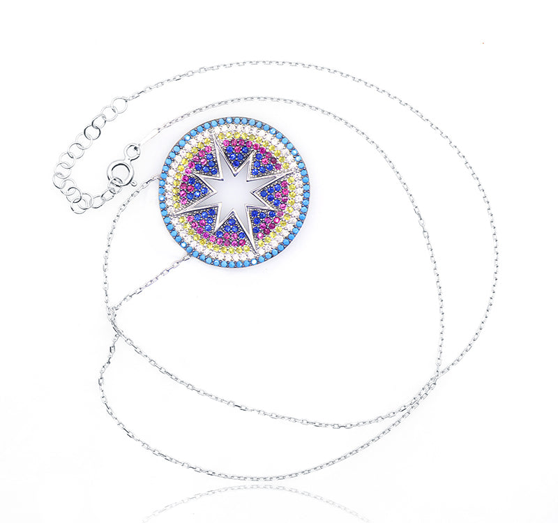 Multi Color Star Silver 925 Chain