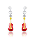 Red Guitar Silver 925 Earrings