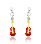 Red Guitar Silver 925 Earrings