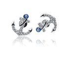 Anchor Evil Eye Silver 925 Studs