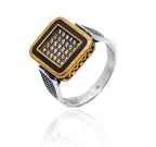 Checkered Silver 925 Ring