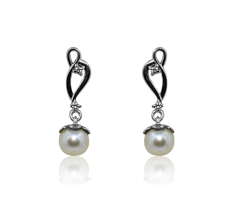 Snow white Pearl Silver 925 Earrings