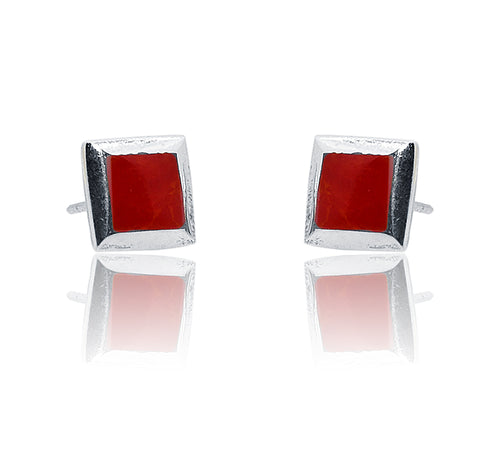 Aanvi Coral Red Silver 925 Earring