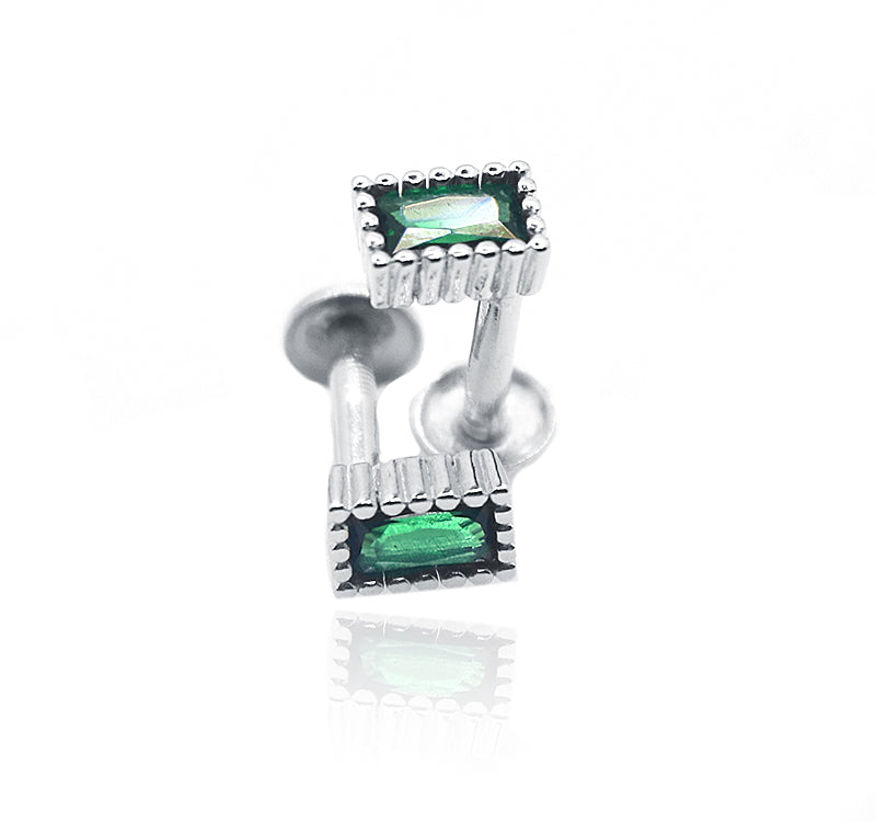 Shamrock Green Square Silver 925 Studs