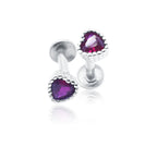 Fuscia Heart Silver 925 Studs
