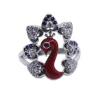 Red Peacock Silver 925 Ring