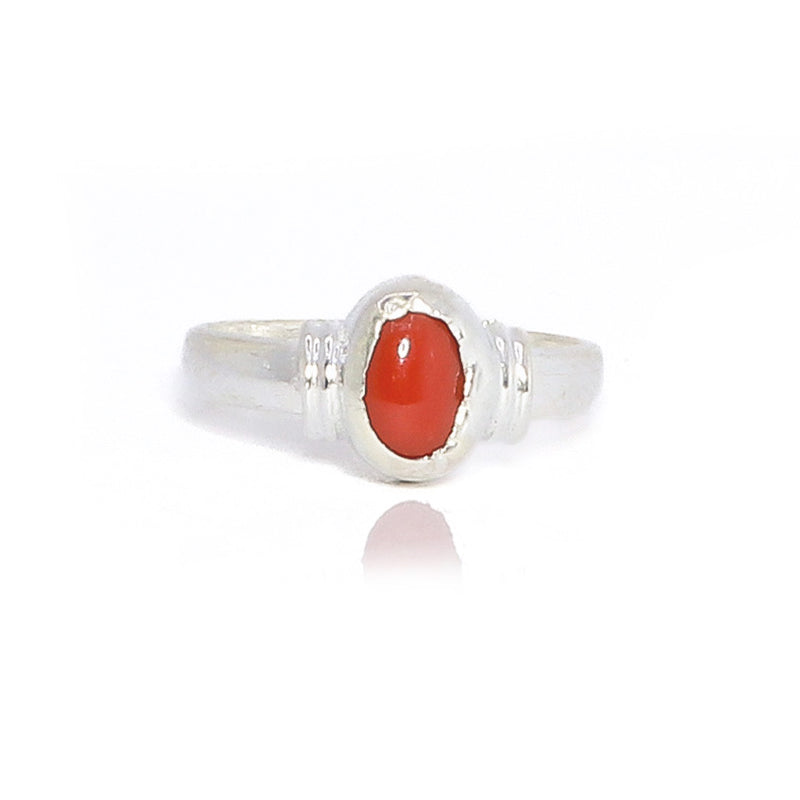 Parv Coral Red Silver 925 Ring