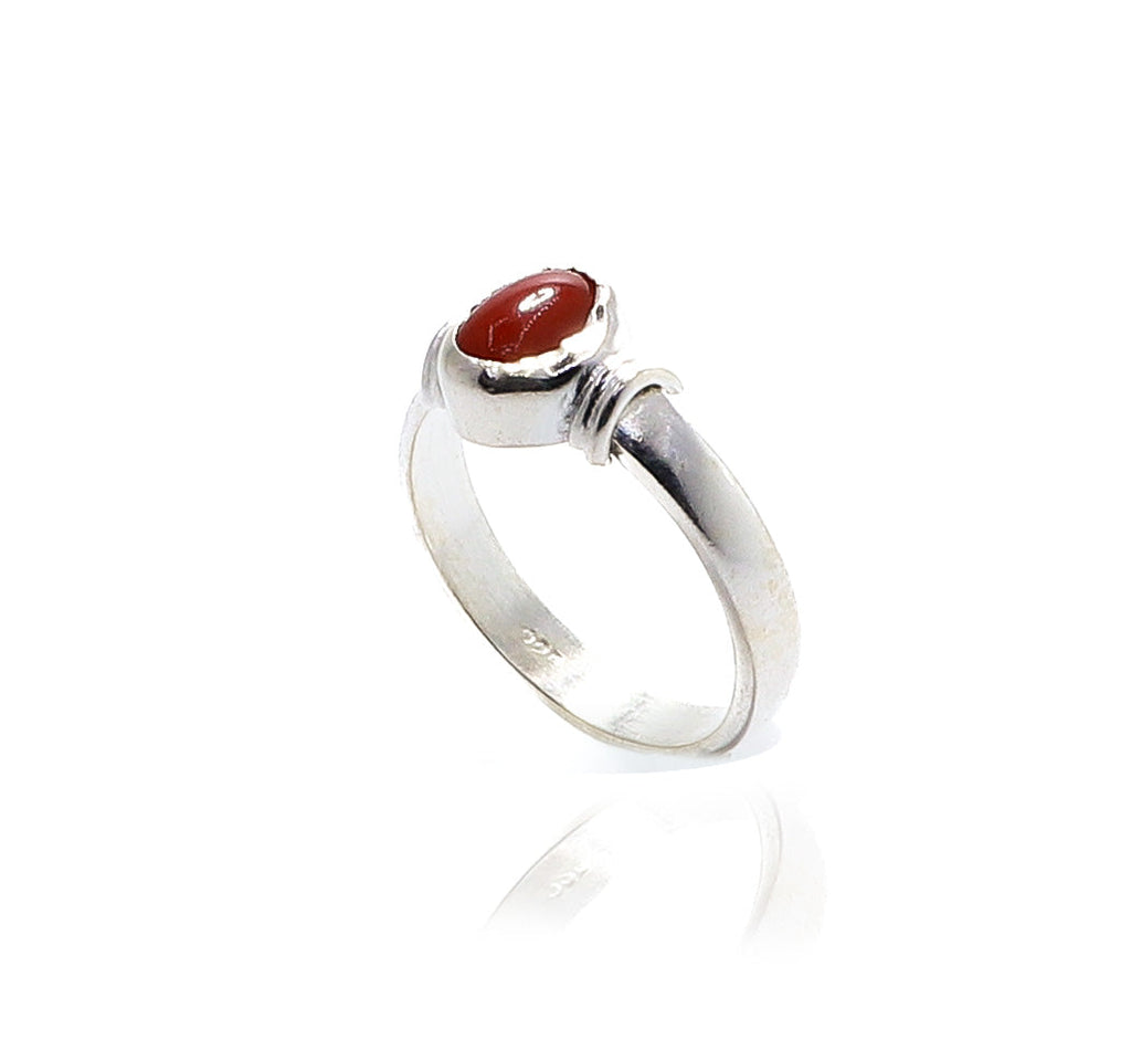 Parv Coral Red Silver 925 Ring