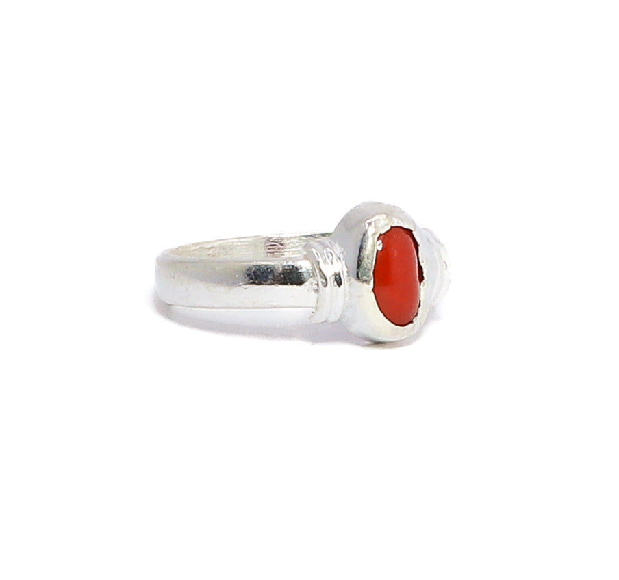 Parv Coral Red Silver 925 Ring