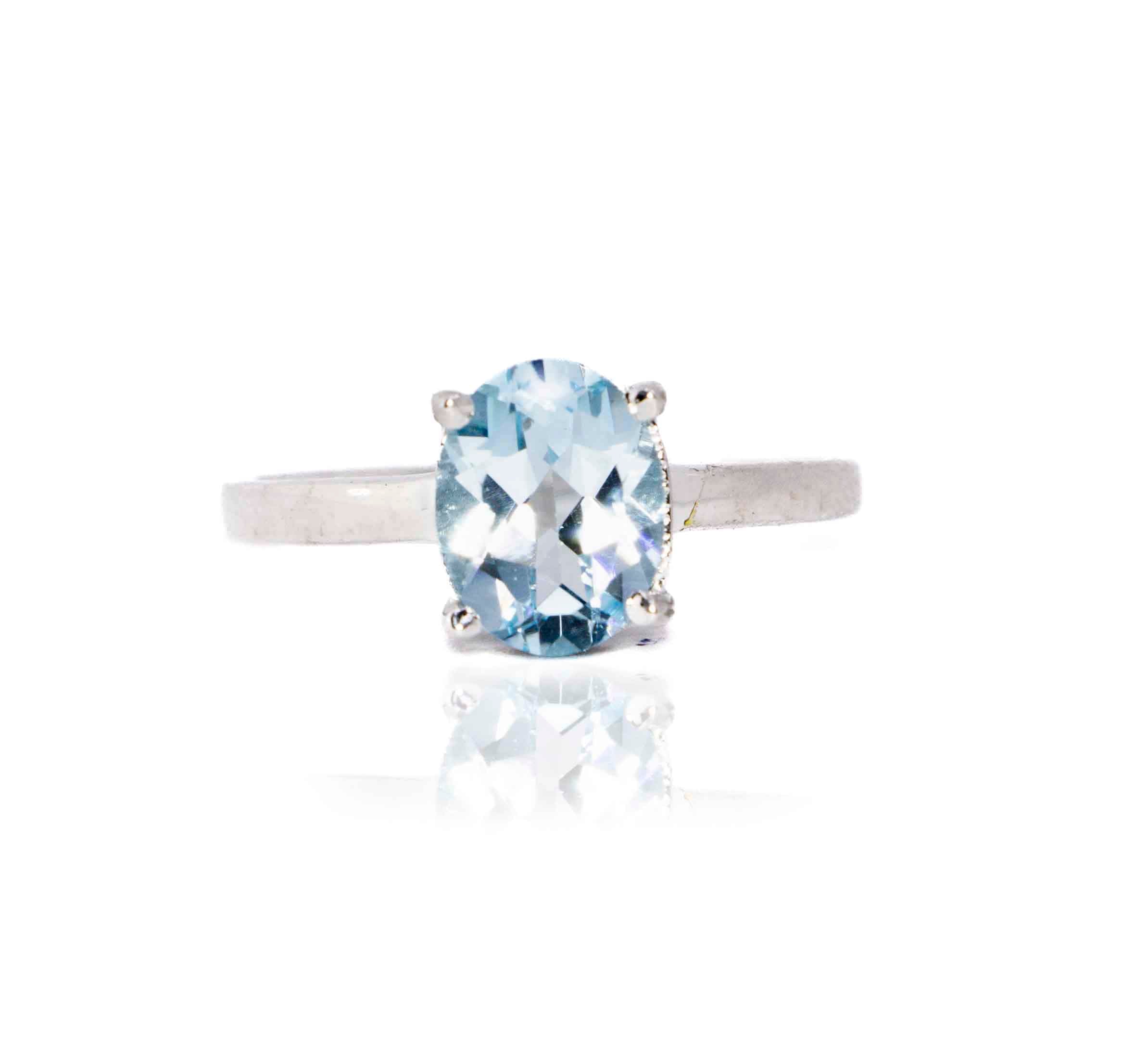 Aqua Blue Silver 925 Ring