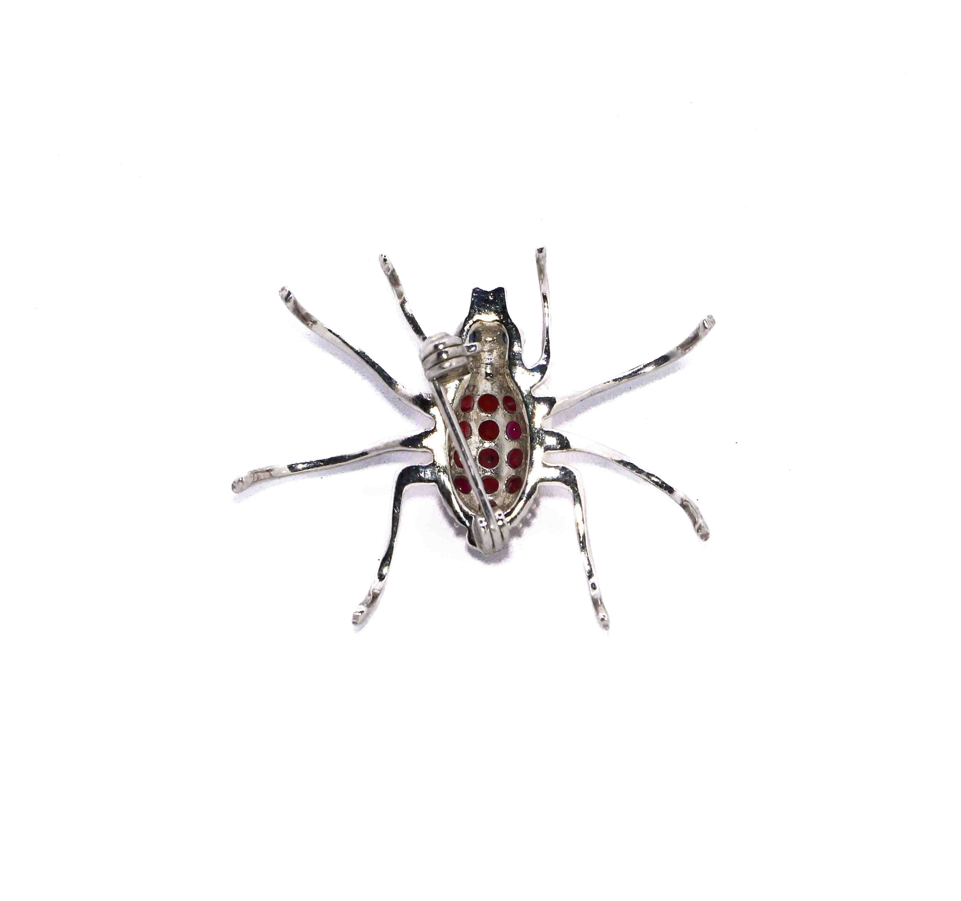 Ruby Spider Silver 925 Brooch