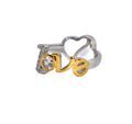 Double Heart Love Stone Silver 925 Ring