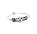 Lips and Heart Silver 925 Charms Bracelet kada