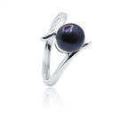 Black Pearl Ring Stone Pearl Silver Plated Ring