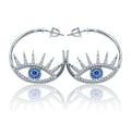 Italian Studded Evil Eye Silver 925 Hoops Earring