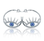 Italian Studded Evil Eye Silver 925 Hoops Earring