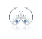 Italian Studded Evil Eye Silver 925 Hoops Earring