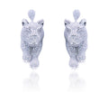 Italian Studded Lion Silver 925 Earrings