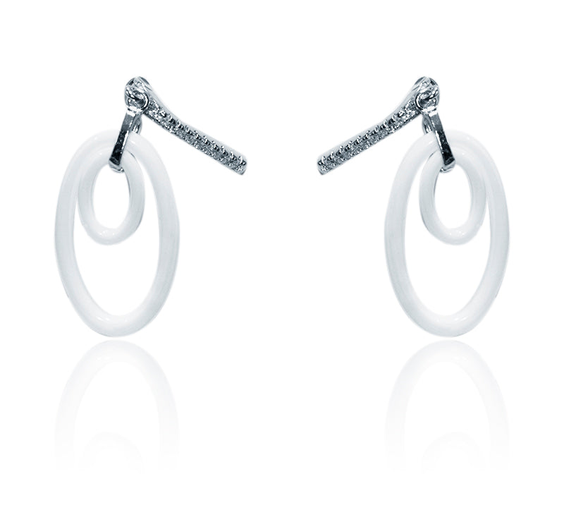 Italian White Loop Silver 925 Earrings