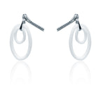 Italian White Loop Silver 925 Earrings