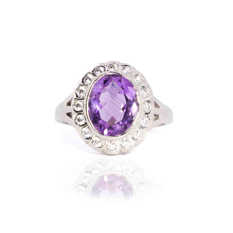 Ladies Ring Purple & White Designe