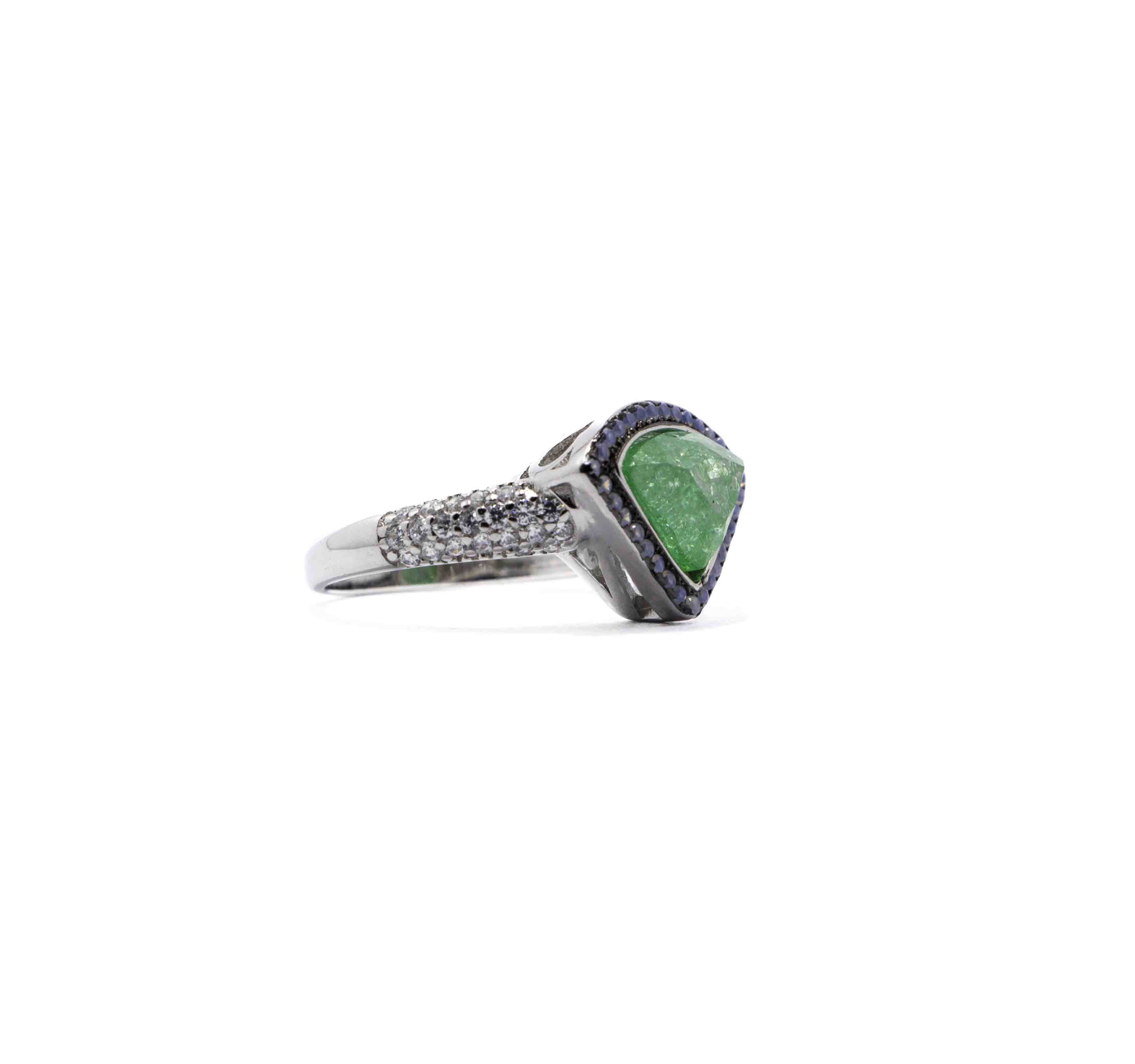 Korean Spruce Green Marble Silver 925 Ring