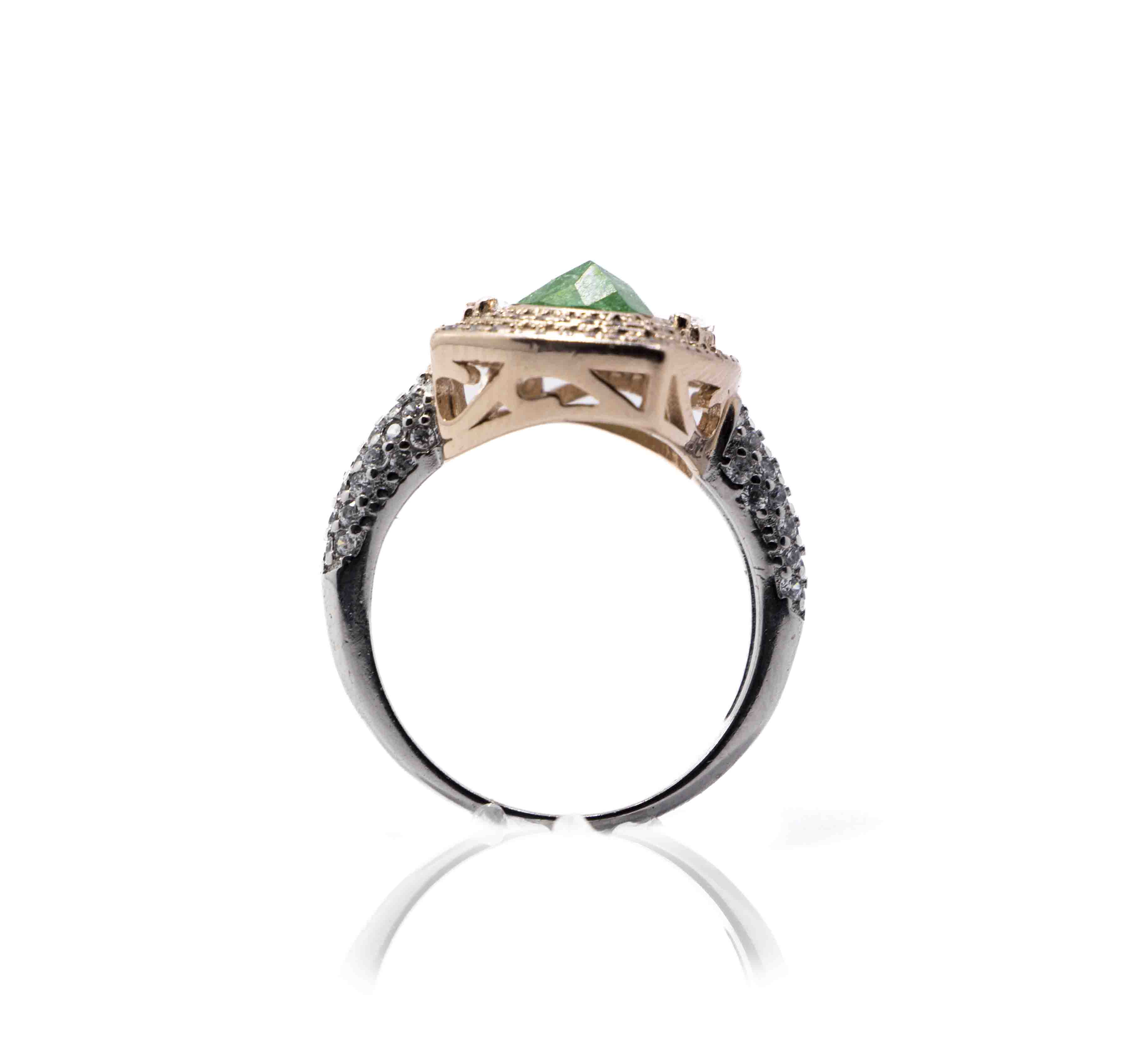 Korean Basil Green Marble Silver 925 Ring