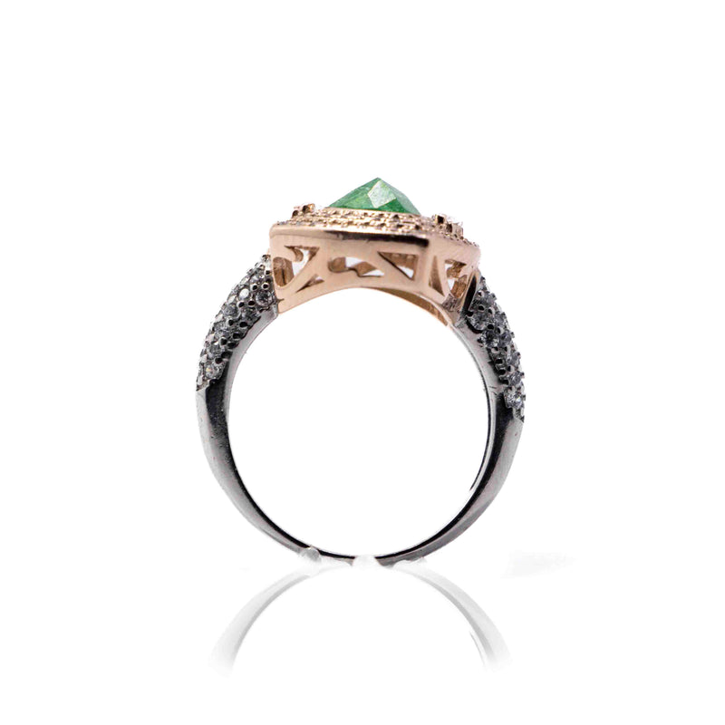 Korean Basil Green Marble Silver 925 Ring