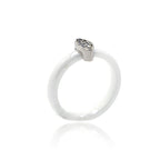 White Marquee Ceramic Silver 925 Ring