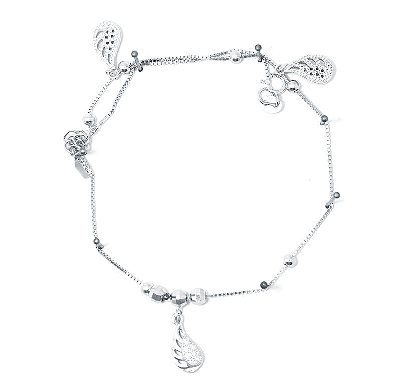 Dangling Wings Silver 925 Anklet