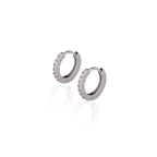 Sterling Silver(Chandi) Hoops Bali Earring pair With White American Diamond Cz Stone