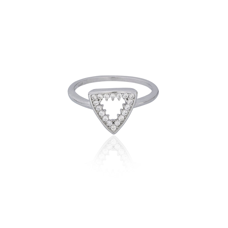 Curved Chevron Silver Ring 925