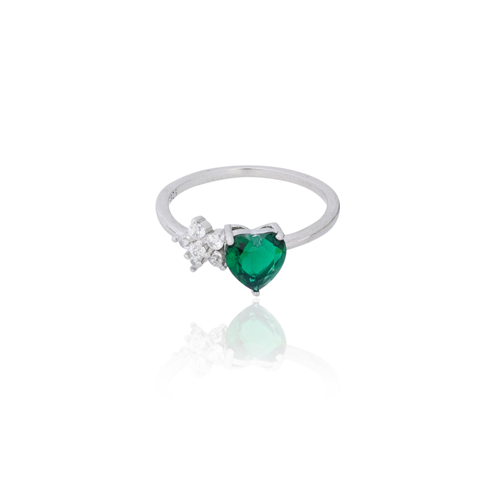 The Green Heart Silver Ring 925