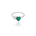 The Green Heart Silver Ring 925