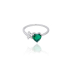 The Green Heart Silver Ring 925