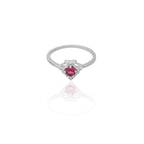 Fashion Women 925 Silver Red Cubic Zircon Ring  Wedding Bride Jewelry