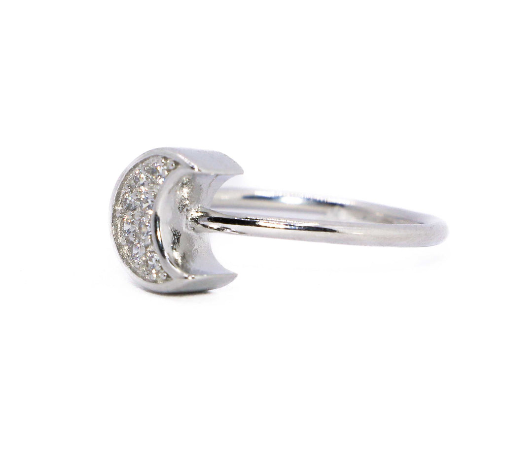 Sterling Silver Ring - Open Crescent Moon Ring