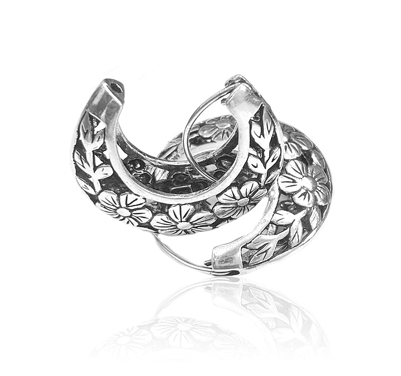 Aradhya Stylish Flower Shaped Silver Oxidized Earring for Women