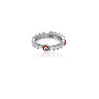 Nara red White Silver Ring