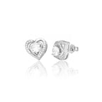 White Heart Shape Silver Earring