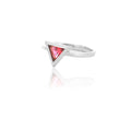 Red Triangle Silver Ring