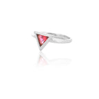Red Triangle Silver Ring