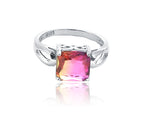 Red Stone Studded Silver 925 Ring