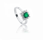 Pinnacle Green and White Stone Silver 925 Ring