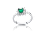 Pinnacle Green and White Stone Silver 925 Ring