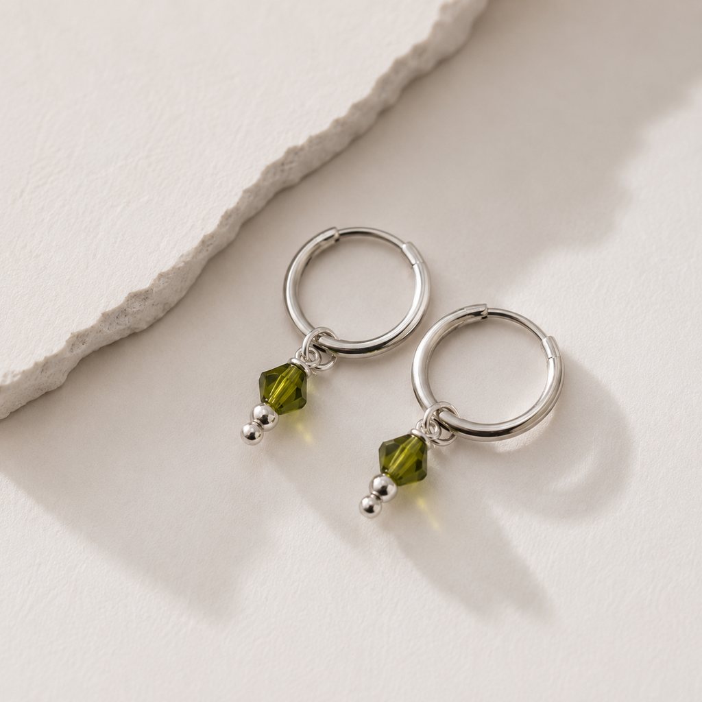 Crystal Charm Circle Earrings