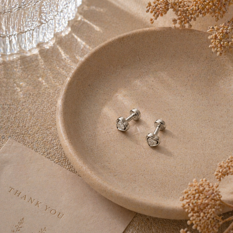 Classic 925 Silver Heart Stud Earrings