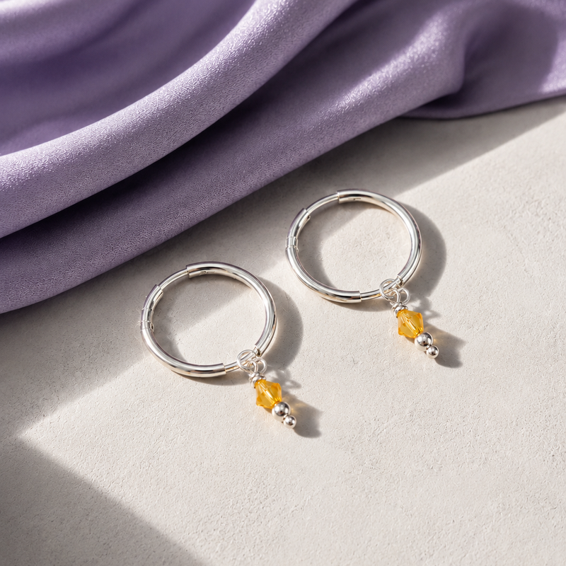 Minimal Circle Charm Hoop Earrings