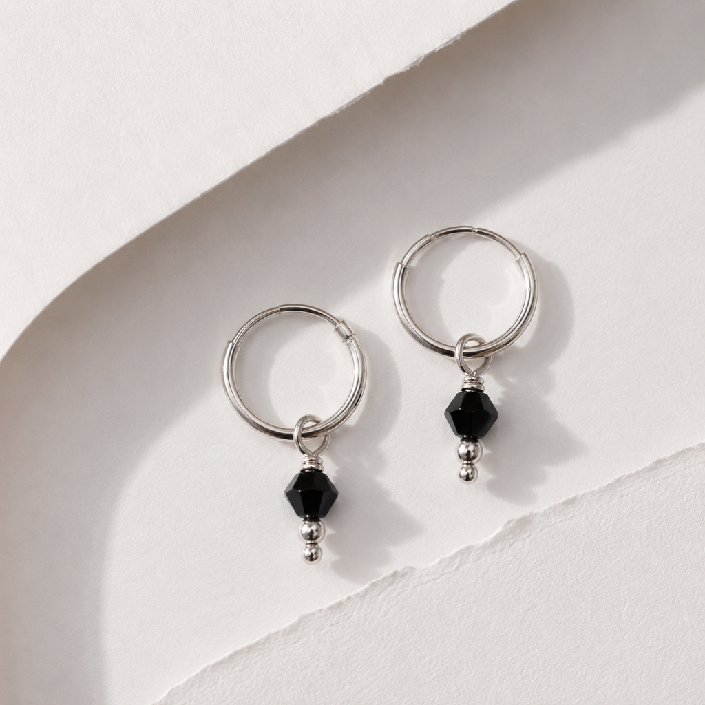 Minimal Silver Charm Hoop Earrings
